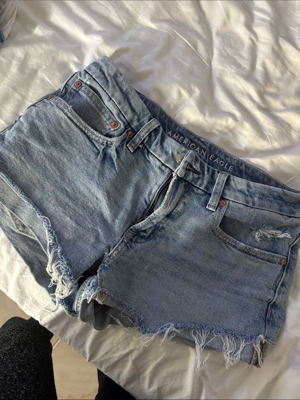 American Eagle Outfitters Light Wash Distressed Denim Cutoff Shorts